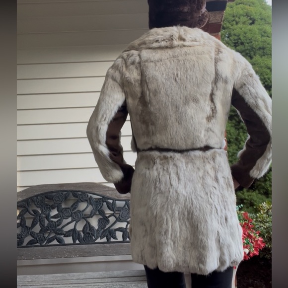 Brown suede and Cream Fur Coat - Picture 5 of 10